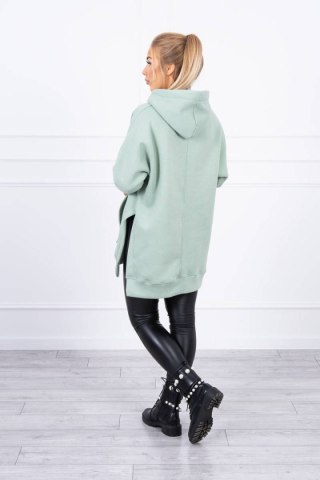 Bluza ocieplana z rozcięciami na bokach ciemno miętowa