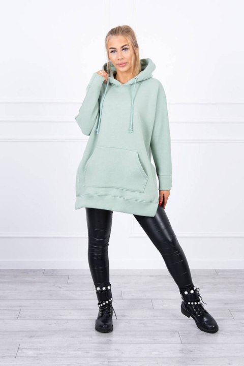 Bluza ocieplana z rozcięciami na bokach ciemno miętowa