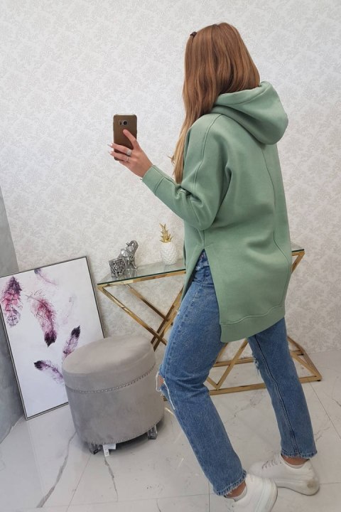 Bluza ocieplana z rozcięciami na bokach ciemno miętowa