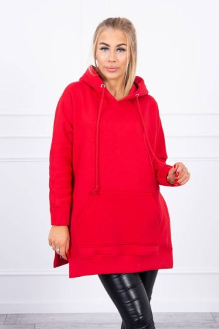 Bluza ocieplana z rozcięciami na bokach czerwona