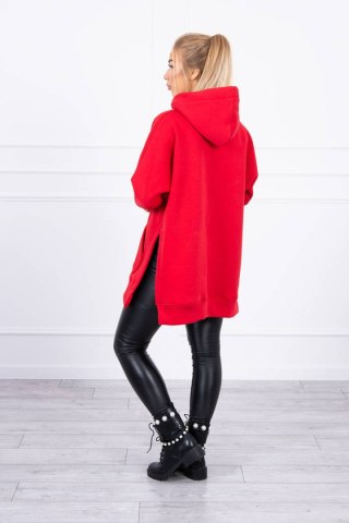 Bluza ocieplana z rozcięciami na bokach czerwona