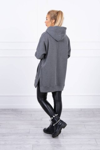 Bluza ocieplana z rozcięciami na bokach grafitowa