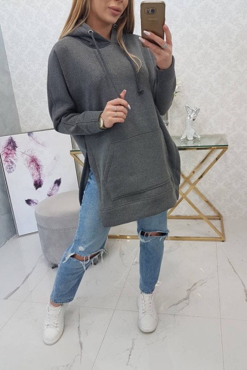 Bluza ocieplana z rozcięciami na bokach grafitowa