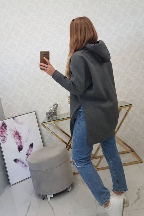 Bluza ocieplana z rozcięciami na bokach grafitowa