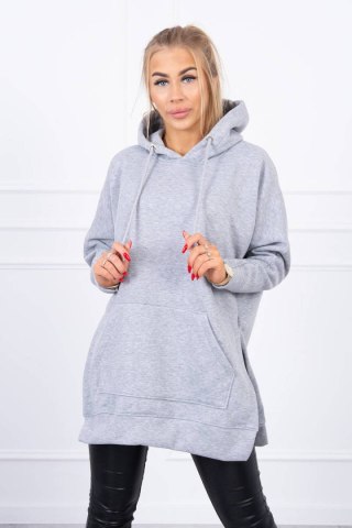 Bluza ocieplana z rozcięciami na bokach szara