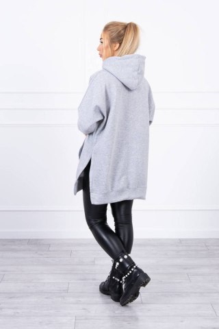 Bluza ocieplana z rozcięciami na bokach szara