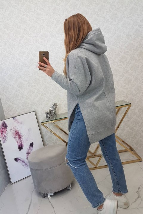 Bluza ocieplana z rozcięciami na bokach szara