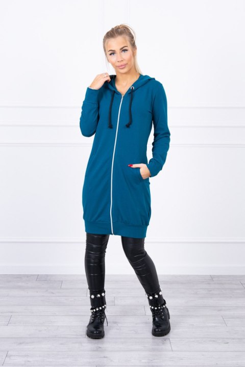 Morska długa bluza z kieszeniami i suwakiem – styl casual