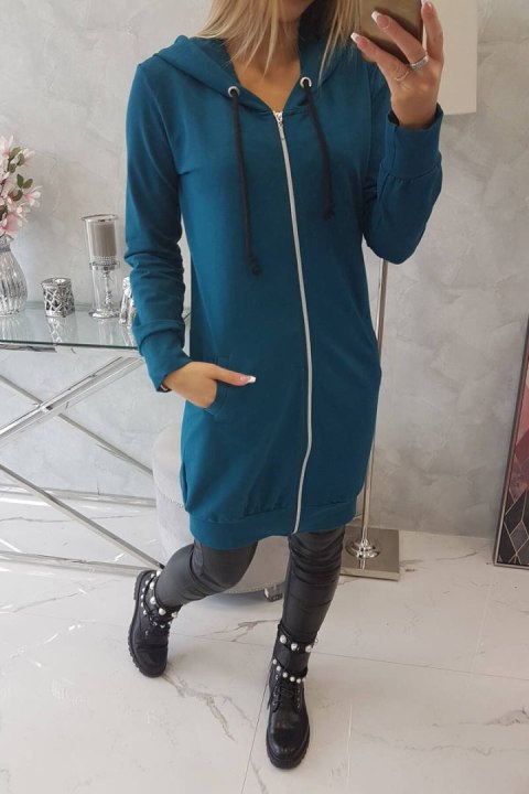 Morska długa bluza z kieszeniami i suwakiem – styl casual