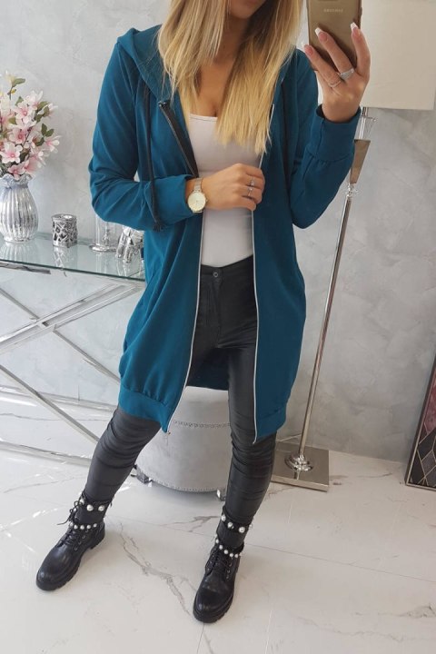 Morska długa bluza z kieszeniami i suwakiem – styl casual