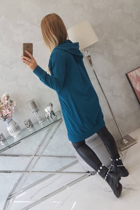 Morska długa bluza z kieszeniami i suwakiem – styl casual