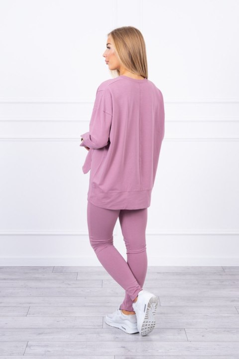 Komplet z bluzką oversize ciemny różowy