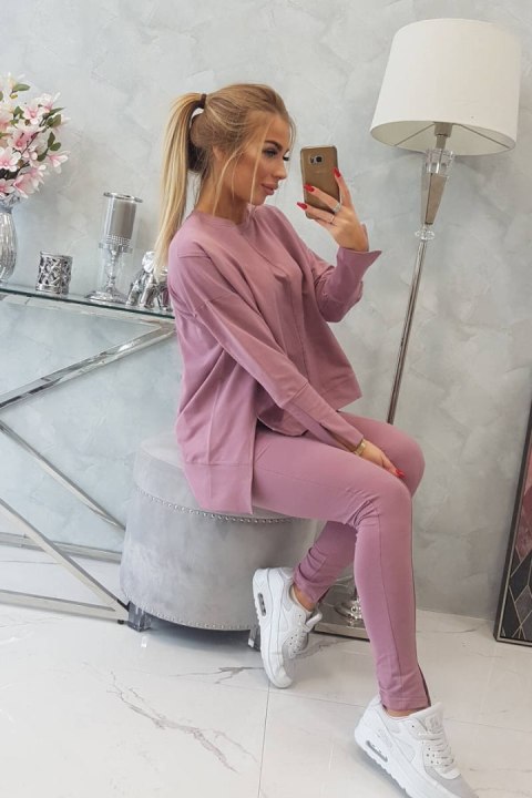 Komplet z bluzką oversize ciemny różowy