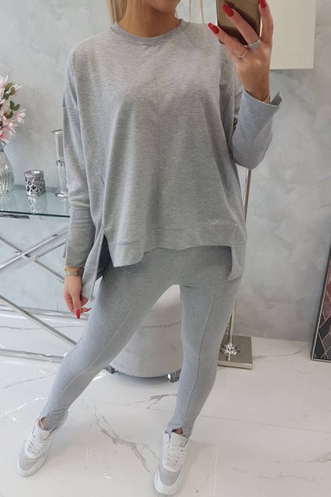 Komplet z bluzką oversize szary