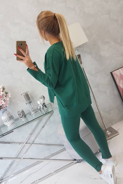 Komplet z bluzką oversize zielony