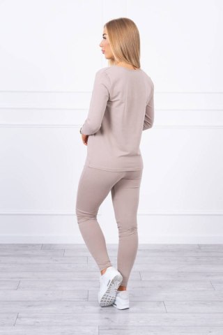 Komplet z dekoltem na napy ciemny beżowy
