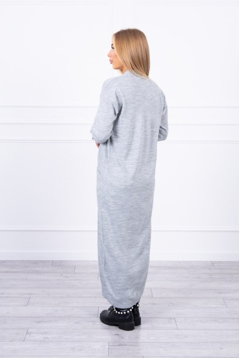 Sweter długi kardigan wiązany w talii szary Sweter długi kardigan wiązany w talii szary