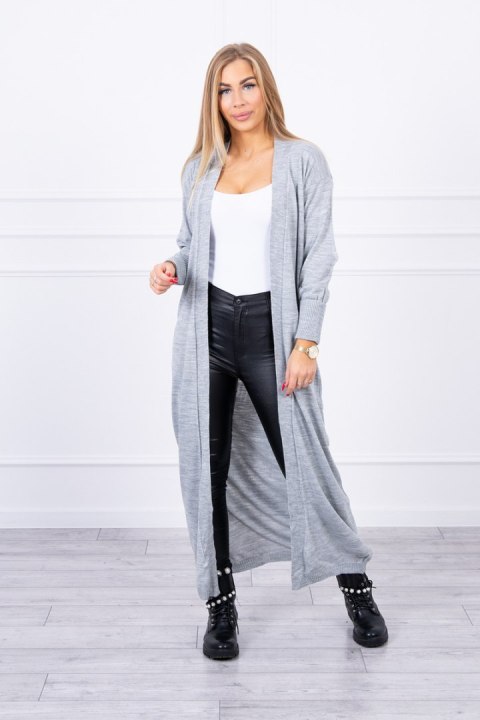 Sweter długi kardigan wiązany w talii szary Sweter długi kardigan wiązany w talii szary