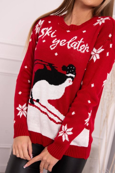 Sweter motywem świątecznym czerwony