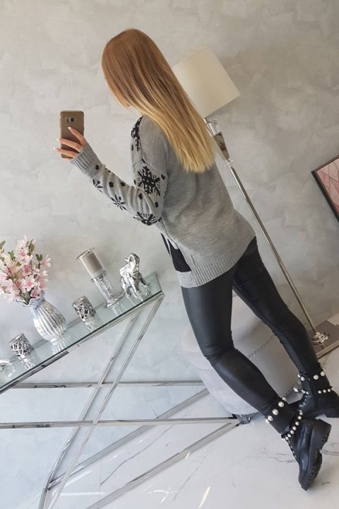 Sweter świąteczny z bałwanem szary