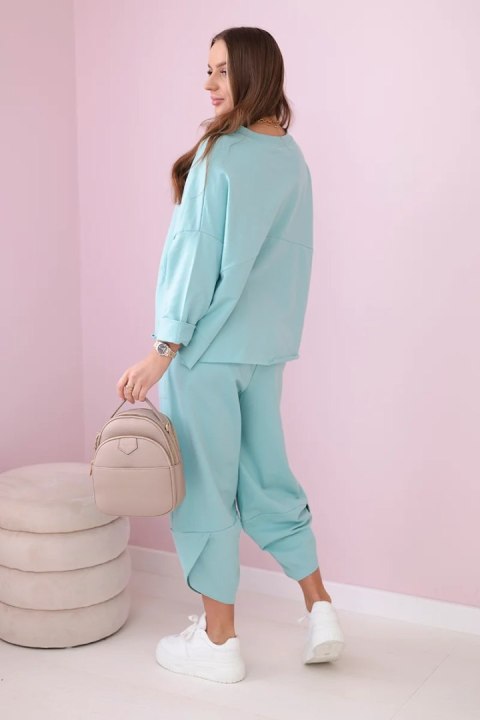 Komplet bawełniany bluza i spodnie ciemno miętowy, włoski Komplet bawełniany bluza i spodnie ciemno miętowy, włoski