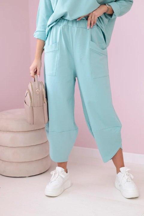 Komplet bawełniany bluza i spodnie ciemno miętowy, włoski Komplet bawełniany bluza i spodnie ciemno miętowy, włoski