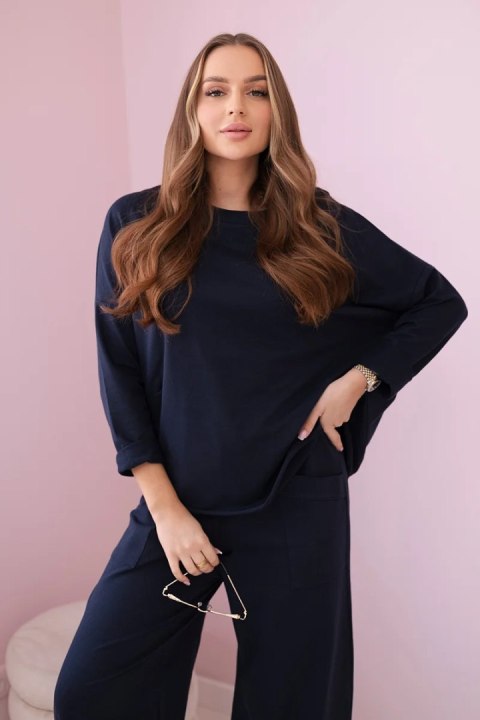 Komplet bawełniany bluza i spodnie granatowy włoski, oversize Komplet bawełniany bluza i spodnie granatowy włoski, oversize
