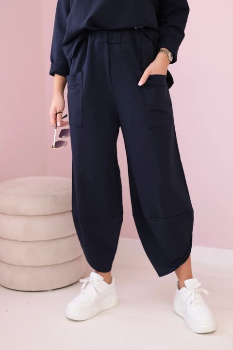 Komplet bawełniany bluza i spodnie granatowy włoski, oversize Komplet bawełniany bluza i spodnie granatowy włoski, oversize
