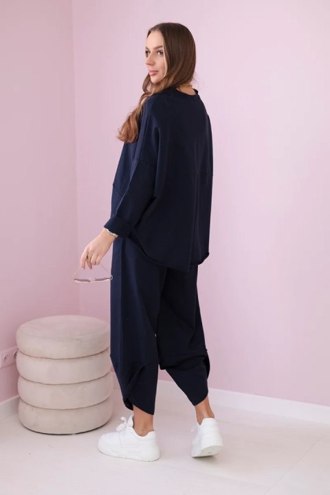 Komplet bawełniany bluza i spodnie granatowy włoski, oversize Komplet bawełniany bluza i spodnie granatowy włoski, oversize