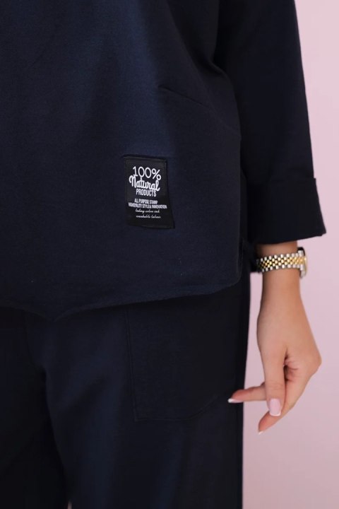 Komplet bawełniany bluza i spodnie granatowy włoski, oversize Komplet bawełniany bluza i spodnie granatowy włoski, oversize