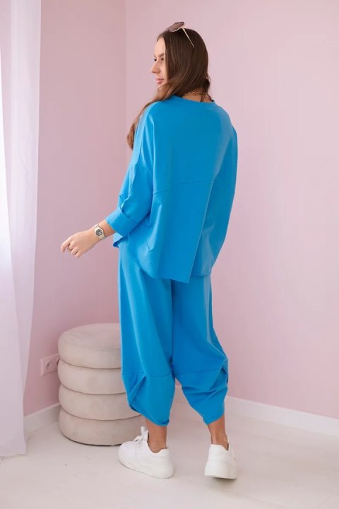Komplet bawełniany bluza i spodnie turkusowy włoski, oversize Komplet bawełniany bluza i spodnie turkusowy włoski, oversize