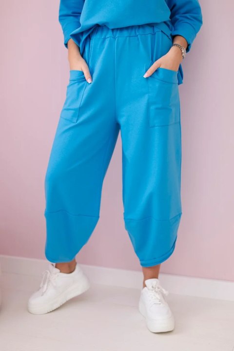 Komplet bawełniany bluza i spodnie turkusowy włoski, oversize Komplet bawełniany bluza i spodnie turkusowy włoski, oversize