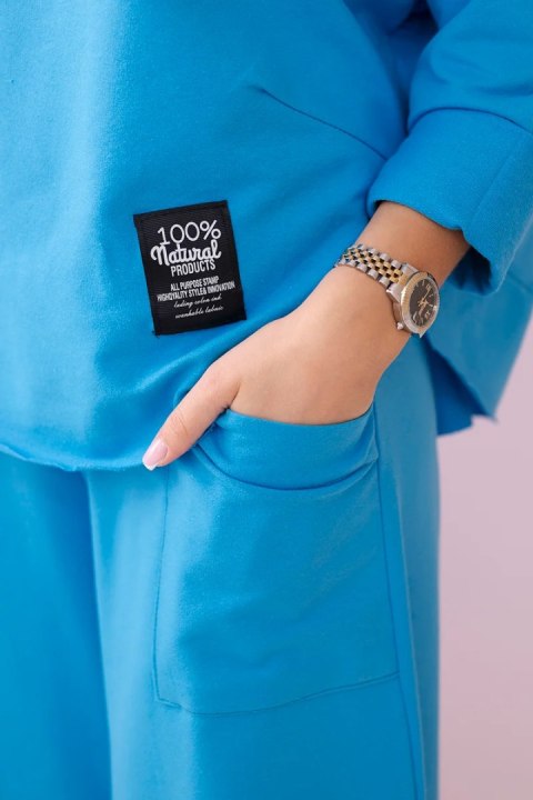 Komplet bawełniany bluza i spodnie turkusowy włoski, oversize Komplet bawełniany bluza i spodnie turkusowy włoski, oversize