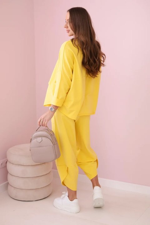 Komplet bawełniany bluza i spodnie żółty włoski, oversize Komplet bawełniany bluza i spodnie żółty włoski, oversize