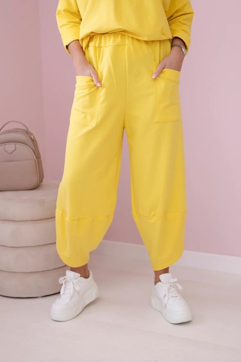 Komplet bawełniany bluza i spodnie żółty włoski, oversize Komplet bawełniany bluza i spodnie żółty włoski, oversize