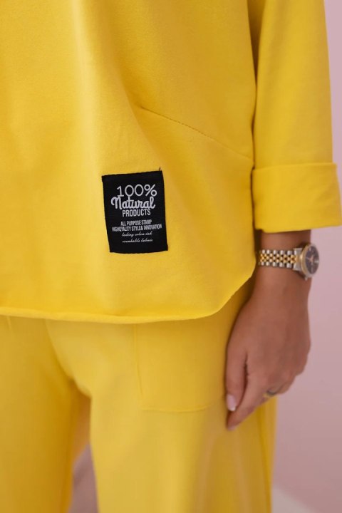 Komplet bawełniany bluza i spodnie żółty włoski, oversize Komplet bawełniany bluza i spodnie żółty włoski, oversize
