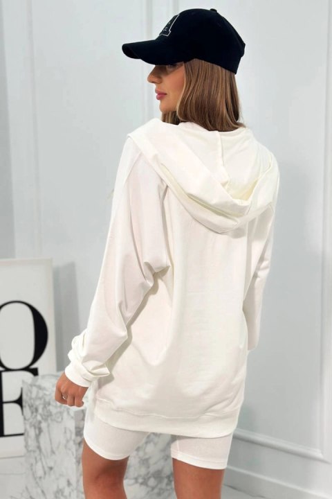 Komplet 3 w 1 bluza, top i krótkie legginsy ecru