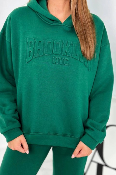 Komplet bawełniany ocieplany bluza + spodnie Brooklyn ciemny zielony Komplet bawełniany ocieplany bluza + spodnie Brooklyn ciemny zielony