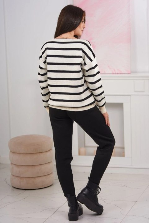 Komplet sweterkowy Bluza w paski + Spodnie czarny Komplet sweterkowy Bluza w paski + Spodnie czarny