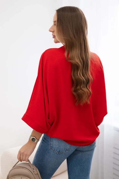 Bluzka koszula oversize zapinana na guziki czerwona Bluzka koszula oversize zapinana na guziki czerwona