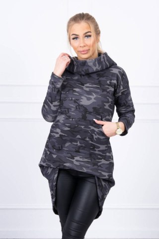 Bluza z długim tyłem moro grafit+czarny