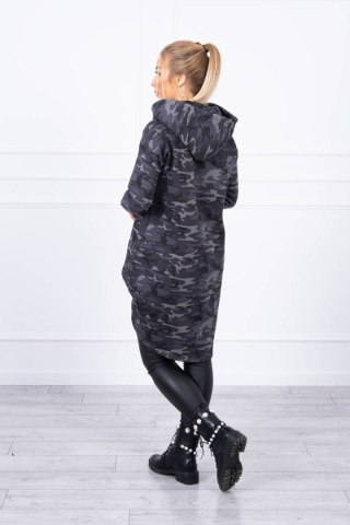 Bluza z długim tyłem moro grafit+czarny