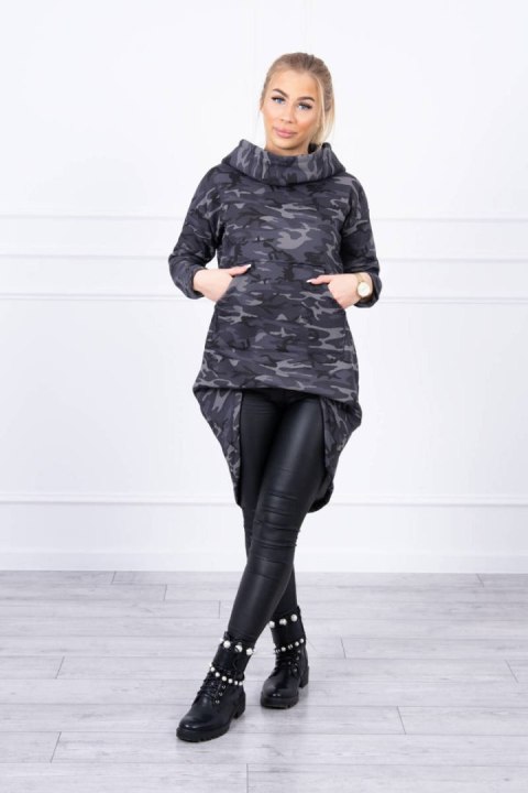 Bluza z długim tyłem moro grafit+czarny Bluza z długim tyłem moro grafit+czarny