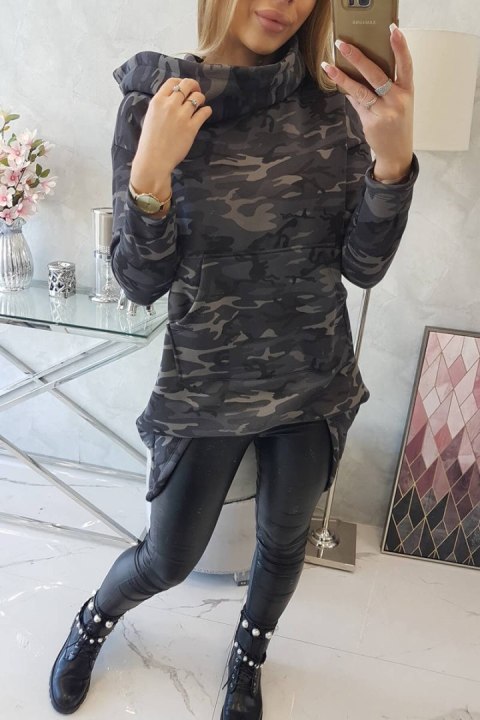 Bluza z długim tyłem moro grafit+czarny Bluza z długim tyłem moro grafit+czarny