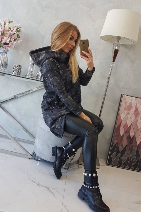 Bluza z długim tyłem moro grafit+czarny Bluza z długim tyłem moro grafit+czarny