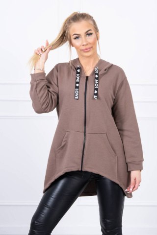 Bluza z dłuższym tyłem i kapturem mocca