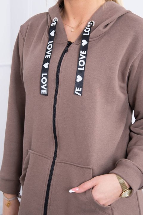 Bluza z dłuższym tyłem i kapturem mocca Bluza z dłuższym tyłem i kapturem mocca