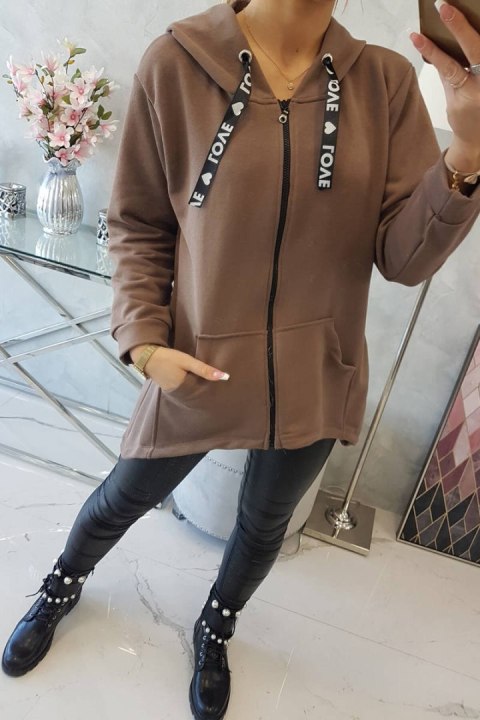 Bluza z dłuższym tyłem i kapturem mocca Bluza z dłuższym tyłem i kapturem mocca