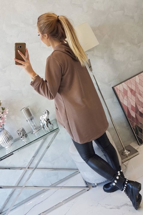 Bluza z dłuższym tyłem i kapturem mocca Bluza z dłuższym tyłem i kapturem mocca