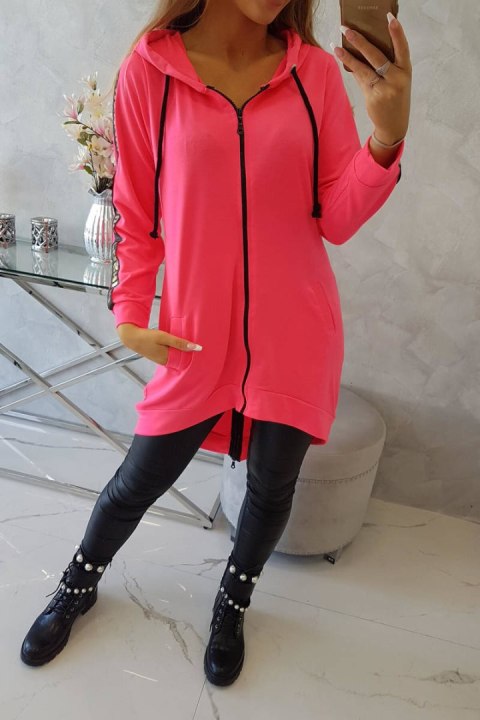 Bluza z suwakiem z tyłu różowy neon Bluza z suwakiem z tyłu różowy neon